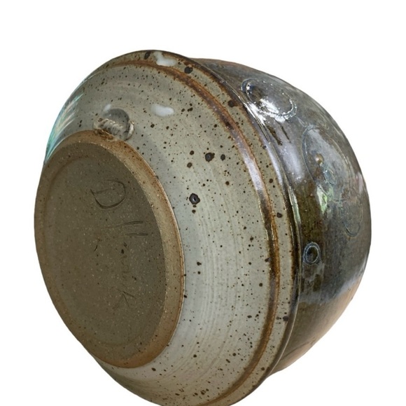 Hand thrown stoneware art pottery vase studio blue signed by Artist D. Hurick - Picture 5 of 15